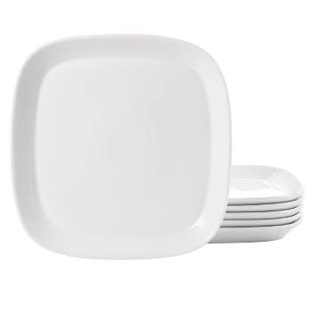 Gibson Our Table Simply White 6 Piece 10 Inch Square Fine Ceramic Dinner Plate Set in White