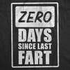 Mens Funny T Shirts Zero Days Since Last toot Sarcastic tooting Graphic Novelty Tee For Men - Crazy Dog Men's T Shirt - 2 of 4