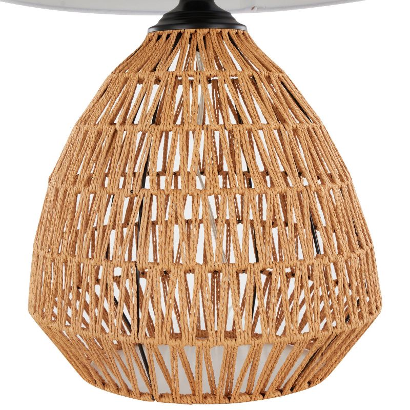 LumiSource Congo 29&#34; Contemporary Rattan Table Lamp Natural Rope Rattan Matte Black Metal and White Linen Shade from Grandview Gallery, 3 of 6