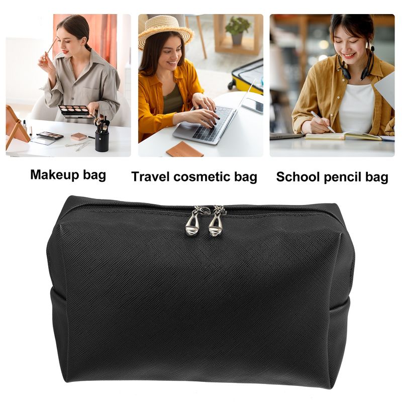 Unique Bargains PU Leather Waterproof Makeup Bag Cosmetic Case Makeup Bag for Women S Size 1 Pc, 2 of 7