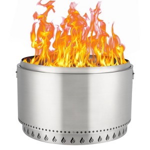 32 Inch Smokeless Fire Pit, 304 Stainless Steel Wood Burning Fireplaces Portable Safe Burning Firepit for Outside Patio Camping - 1 of 4