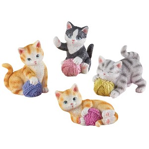 Collections Etc Hand-Painted Charming Cat with Yarn Sitters - Set of 4 - 1 of 2