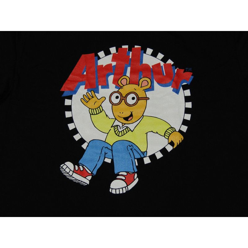 Arthur Cartoon Character A-Read Sitting Men's Black Graphic Tee Shirt, 2 of 4