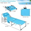 Costway Outdoor Beach Lounge Chair Folding Chaise Lounge with Pillow Blue\Blue&Green\Black\Grey\Turquoise\Pink\Beige\Light Pink - 3 of 4