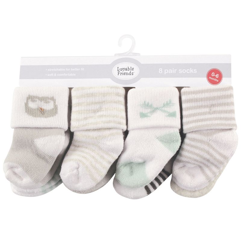 Luvable Friends Baby Unisex Newborn and Baby Terry Socks, Owl, 2 of 3