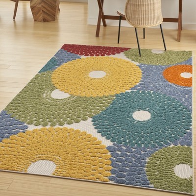 Aloha Collection Vibrant Geometric Multicolor Synthetic Area Rug 5'3" x 7'5"