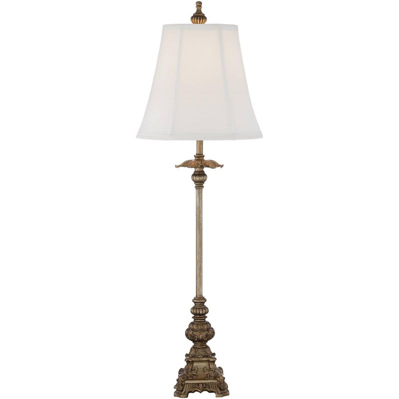 Regency Hill Juliette Traditional Buffet Table Lamps 36 1/2" Tall Set of 2 Antique Gold Ornate Base White Bell Shade for Bedroom Living Room Bedside, 2 of 6