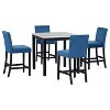 Whisen 5-piece Counter Height Dining Table Set with Faux Marble Top Dining Table and Velvet-Upholstered Chairs - 4 of 4