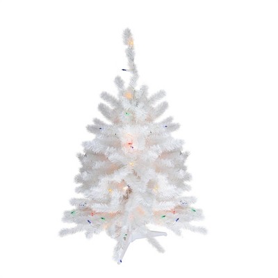 Northlight 18" Pre-Lit Snow White Artificial Christmas Tree - Multicolor Lights