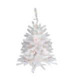 Northlight 18" Pre-Lit Snow White Artificial Christmas Tree, Multi Lights