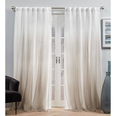 Set of 2 96"x54" Crescendo Lined Blackout Hidden Tab Top Curtain Panel Beige - Exclusive Home