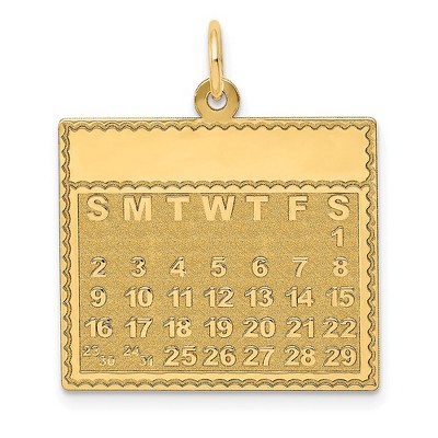 Black Bow Jewelry 14k Yellow Gold Saturday Start Perpetual Calendar Charm Pendant, 22mm