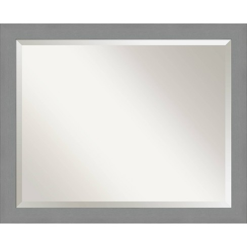 32 X 26 Brushed Nickel Framed Bathroom Vanity Wall Mirror Amanti Art Target