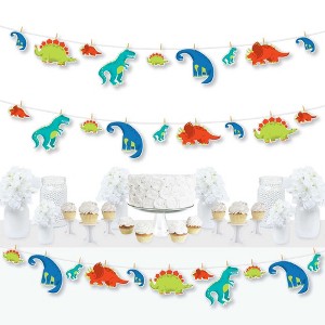 Big Dot of Happiness Roar Dinosaur - Dino Mite Trex Baby Shower or Birthday Party DIY Decorations - Clothespin Garland Banner - 44 Pieces - 1 of 4