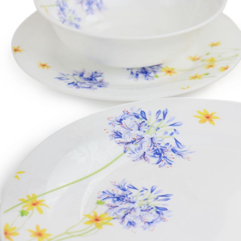 Gibson Ultra Violet Floral 12 Piece Tempered Opal Glass Dinnerware Set, 5 of 9