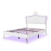 Sapphtopaz Modern Bed Frame for Kids with Crown Headboard Upholstered Platform Princess Bed with LED for Bedroom, Kids' Room, Nursery - 3 of 4