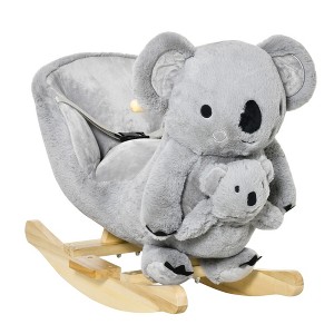 Ruvalino Baby Bouncers and Rockers Toddler Kid Chair Plush Koala Rocking Horse Toy for Playroom Living Room, Gray, 23.5"*13"*19.8" - 1 of 4