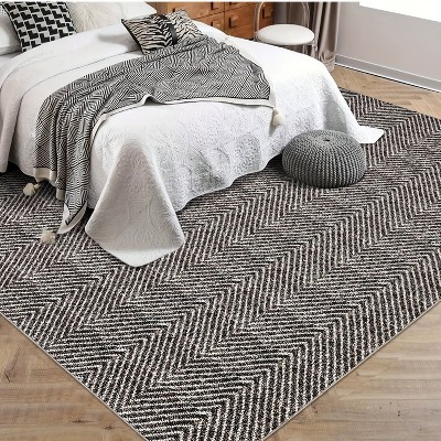 Garvee Large Area Rugs, Modern Fish-bone Pattern Washable Rugs