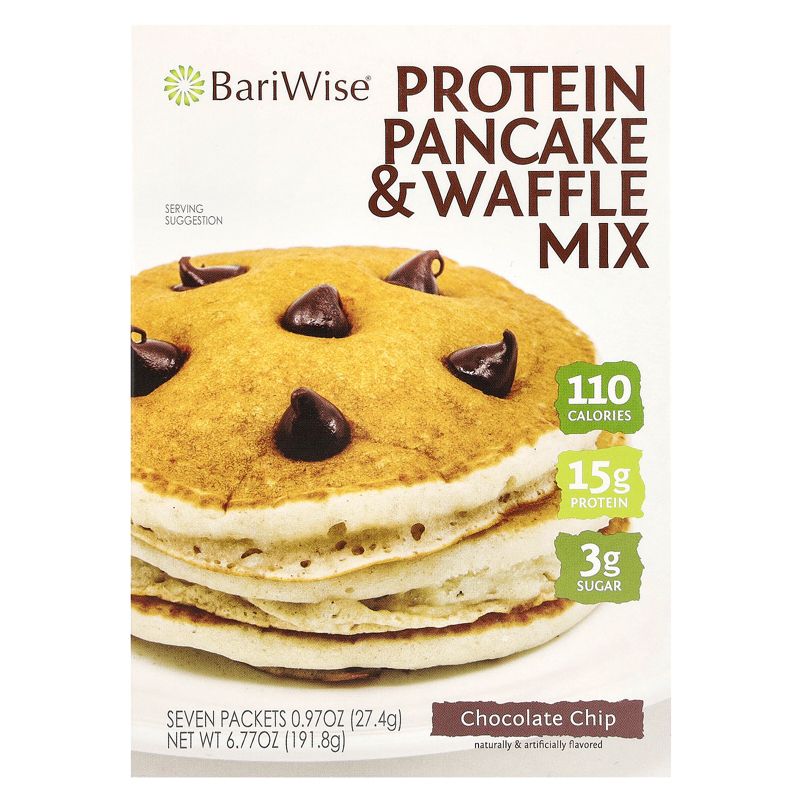 BariWise Protein Pancake & Waffle Mix, Chocolate Chip, 7 Packets, (23 g) Each, 1 of 4