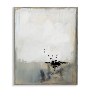 Stupell Industries Neutral Beige Abstract Painting Black Ink Splatter Framed Giclee Art - 1 of 4