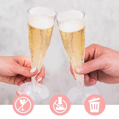 Elegant Clear Disposable Plastic Champagne Flutes, 4"W x 8"H