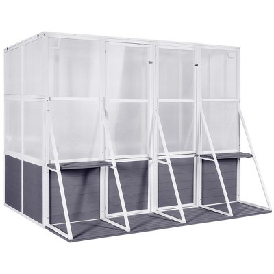 Greenhouse, Wooden Lean to Greenhouses for Outdoors, Heavy Duty Walk in Green House for Outside Winter for Sunroom Storage Shed, Garden, Backyard