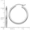 Black Bow Jewelry 2mm, 14k White Gold Classic Round Hoop Earrings, 25mm (1 Inch) - 4 of 4