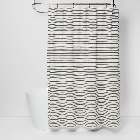 striped shower curtain black and white