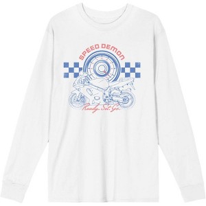 Sportsbike Race Speed Demon Adult Crew Neck Long Sleeve Tee - 1 of 2