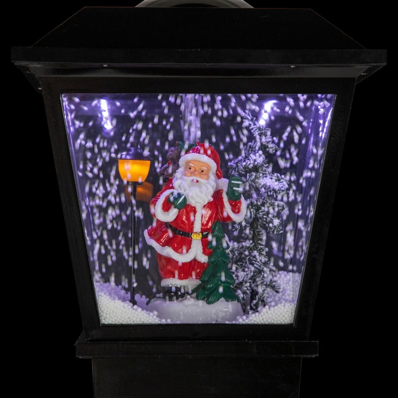 Northlight 70.75" Black LED Lighted Musical Snowing Santa Christmas Street Lamp, 3 of 7