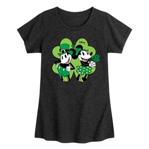 Girls' - Disney - Mickey Minnie Shamrock Fitted Short Sleeve Graphic T-Shirt - 1 of 4