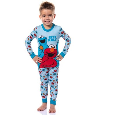 Sesame Street Toddler Boys' Cookie Monster Elmo Best Pals Pajama Set Blue