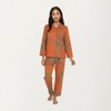 Anna-Kaci Lounge Women's 2-Piece Set Long Sleeve Button Front Top and Relaxed Fit Pants Pajama Set with Abstract Print - 2 of 4