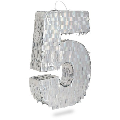 13 x 13 x 3 Inches Small Silver Foil Star Pinata for Birthday Party 