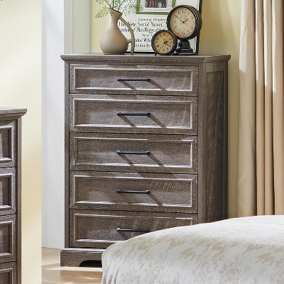 SinCiDo Farmhouse 46" High Dressing Table w/ 5 Drawers,Wide Metal Handles,Suitable for Bedroom,Living Room & Corridor Drawer Cabinets