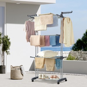 68.1 Inch Tall Foldable 4-Tier Clothes Drying Rack, Steel Rolling Laundry Dryer Stand Easy Assembly Laundry Rack for Indoor Outdoor Use - 1 of 4