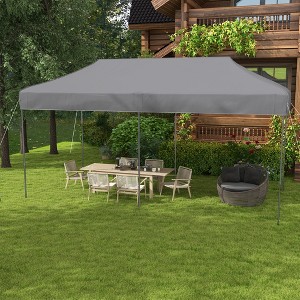 Gulches 10' x 20' Pop Up Canopy Tent, Instant Sun Shelter with Adjustable Height, Outdoor Tent for Parties with Carry Bag for Garden, Patio, Gray - 1 of 4