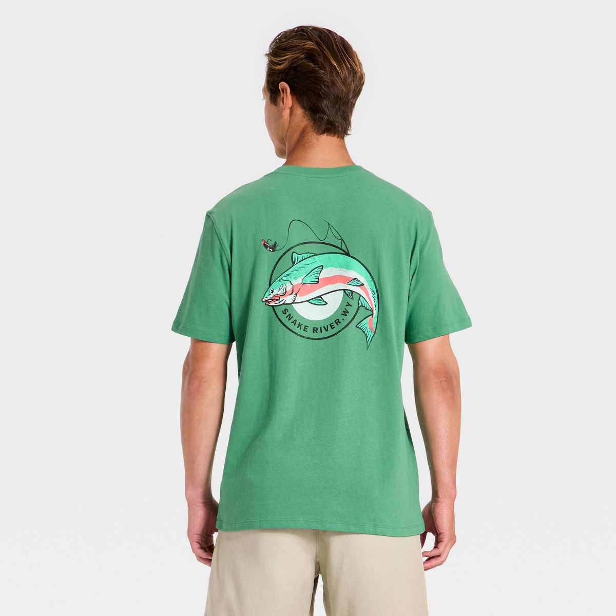 Men's Fish Graphic T-Shirt - Goodfellow & Co™ Green - thumbnail 2