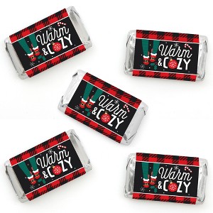 Big Dot of Happiness Christmas Pajamas - Mini Candy Bar Wrapper Stickers - Holiday Plaid PJ Party Small Favors - 40 Count - 1 of 4