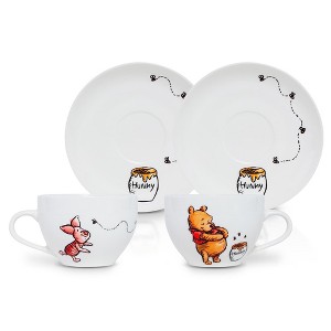 Silver Buffalo Disney Winnie the Pooh Bone China 4-Piece Teacup and Saucer Set - 1 of 4
