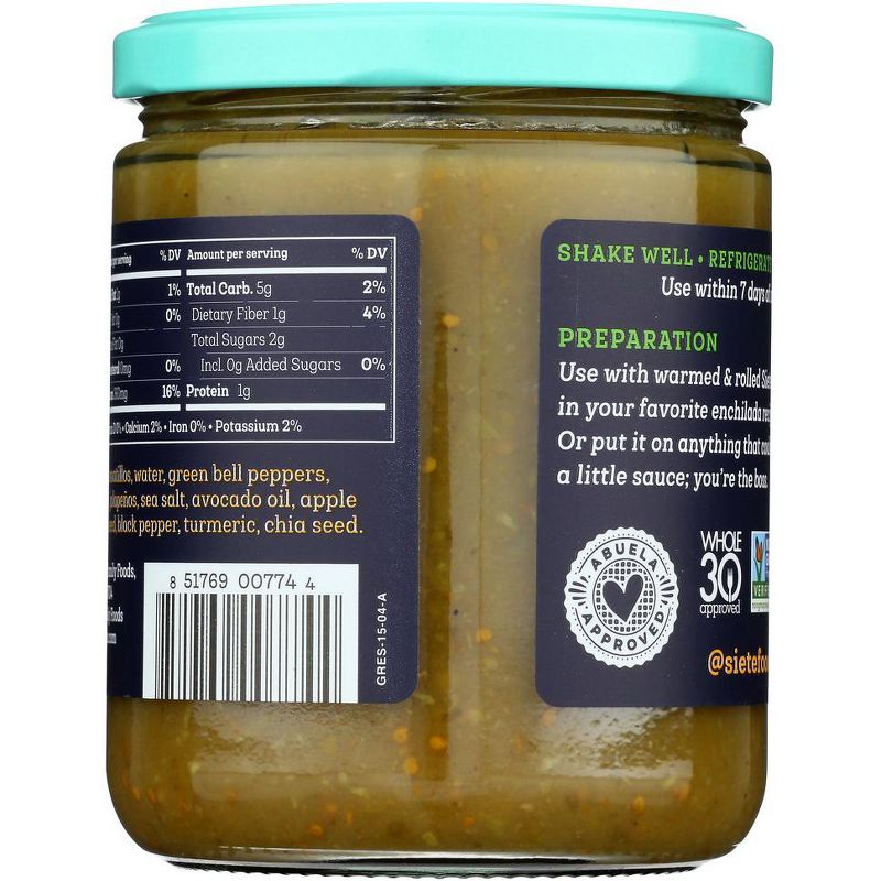 Siete Green Enchilada Sauce - Case of 6/15 oz, 3 of 8