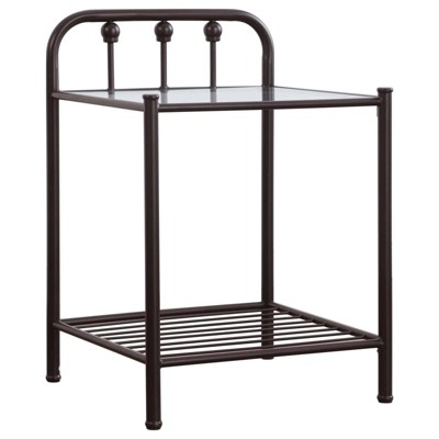 Coaster Livingston Traditional 1 Shelf Metal Nightstand with Glass Top Dark Bronze