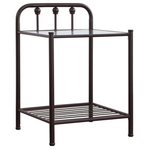 Coaster Livingston Traditional 1 Shelf Metal Nightstand with Glass Top Dark Bronze - 1 of 4