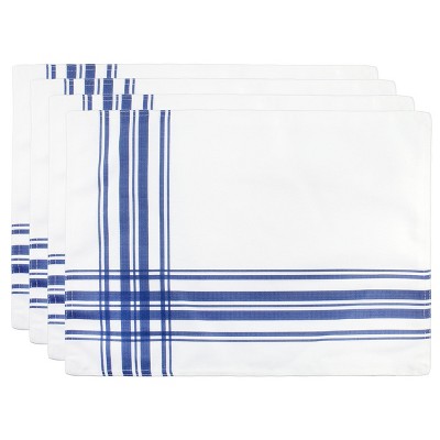 AuldHome Design Ticking Stripe Placemats, 4pk; Rustic Farmhouse Style Flour Sack Fabric Place Setting