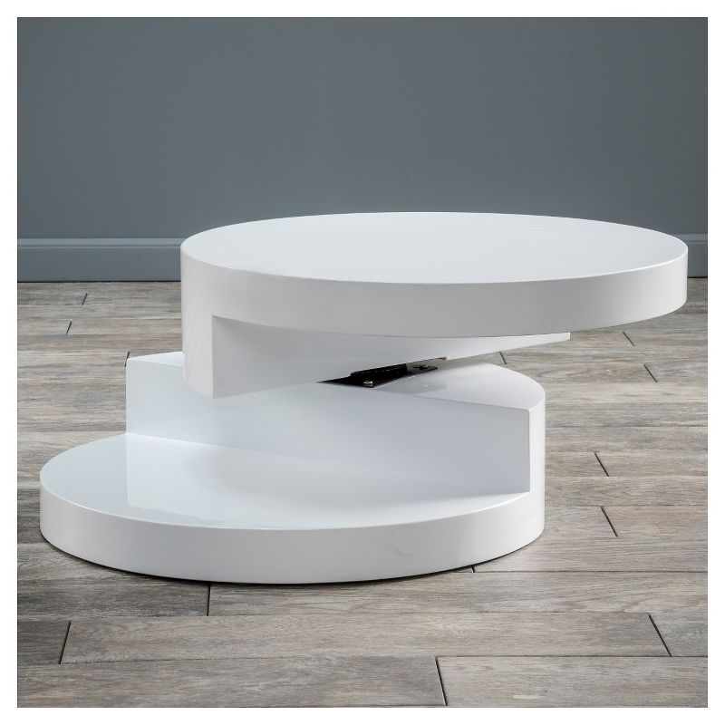 Osto Small Oval Rotatable Coffee Table Glossy White - Christopher Knight Home, 3 of 8