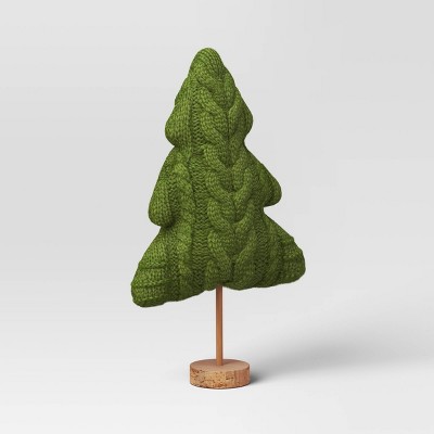 15.5&#34; Sweater Knit Fabric Christmas Tree Figurine with Wood Base - Wondershop&#8482; Green