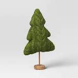 15.5" Sweater Knit Fabric Christmas Tree Figurine with Wood Base - Wondershop™ Green
