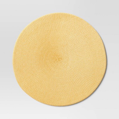 Polyround Charger Placemat Yellow - Threshold™: Round Table Decor, Traditional Style, Basket Weave, Spot Clean, Fall