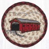 Earth Rugs Round Covered Bridge Coaster – 7"x7" Braided Jute, Rustic Scenic Design, Hand-Stenciled Country Charm - 2 of 3