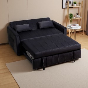 82" Velvet Sleeper Sofa Bed with Adjustable Backrest & Pillows - 1 of 4